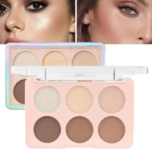 evpct Paleta de contorno facial y resaltado, kit de maquillaje para principiantes, paleta de contorno para piel madura, base, corrector, bronceador,