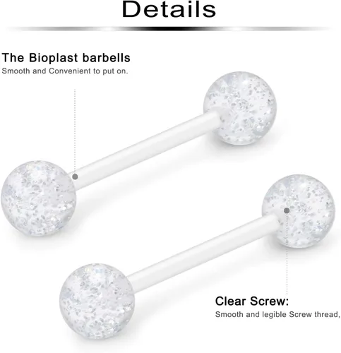 Miniatura 5 de Ftovosyo - Retenedor recto de aro para lengua o pezón calibre 14 G de 5/8 de pulgada (16 mm) que brilla en la oscuridad, de acrílico flexible; joyas