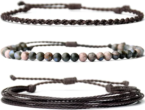 Miniatura 62 de Pulsera curativa hecha a mano con cuentas de piedra natural, regalo para hombres, pulsera de cuerda ajustable