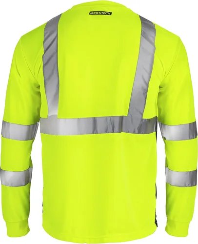 Miniatura 2 de JORESTECH Camiseta de seguridad de manga larga de alta visibilidad, cumple con ANSI/ISEA 107 Tipo R Clase 3, diseño inferior negro, cinta