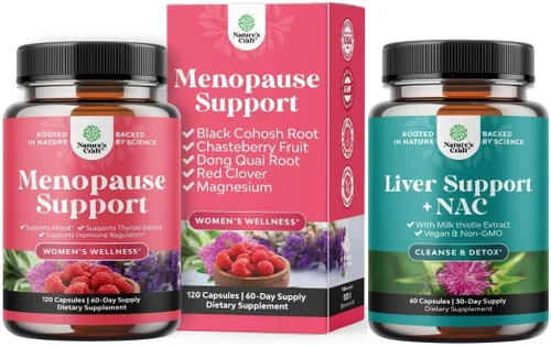 Paquete de suplemento total de menopausia con Dong Quai Vitex Casto, Berry y Cohosh negro para apoyo hormonal natural y apoyo hepático, suplemento
