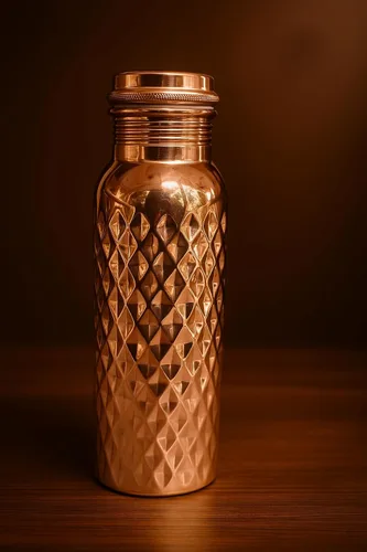 Miniatura 5 de Botella de agua de cobre de 34 onzas, botella de agua grande de cobre para beber, recipiente multicolor ayurvédico 100 % puro para botella de tapa a