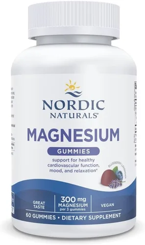 Nordic Naturals Gomitas de magnesio para adultos, sabor a arándano y lavanda - 60 gomitas - Suplemento vegano de magnesio para la mente, el estado