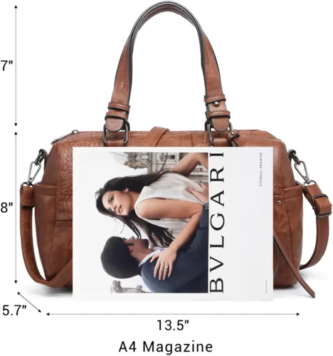 Miniatura 3 de Dasein Bolsas de barril de cuero vegano suave para mujer, bolso de mano grande con asa superior para trabajo, bolso de hombro
