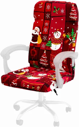 Miniatura 10 de Fundas navideñas para silla de oficina, funda protectora universal elástica para silla de jefe de respaldo alto moderno y sencillo (XMAS01, L)