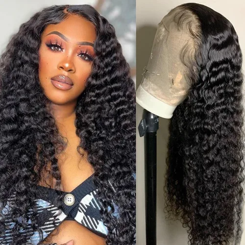 Miniatura 11 de Peluca BOB rizada de cabello humano 220 de densidad 13x4 de encaje frontal HD onda profunda para mujeres negras, sin pegamento, lista para usar