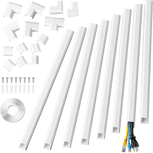 Miniatura 10 de Yecaye Ocultador de Cables de TV, 42 Pulgadas Ocultador de Cables Grande Beige, Cubiertas de Cables para 4 Cables, Ocultadores de Cables para TV