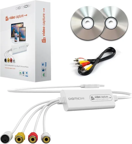Convertidor VHS a Digital, Tarjeta de Captura de Video USB, Dispositivo de Captura de Video, Convertidor RCA a USB, Convierta VHS VCR Hi8 Mini DV a