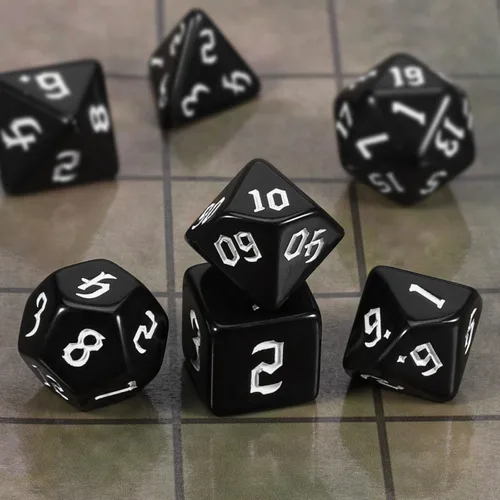 Miniatura 3 de CiaraQ DND - Juego de dados poliédricos con bolsa de dados para juegos de rol de Calabozos y Dragones RPG MTG (fuente negra y blanca)