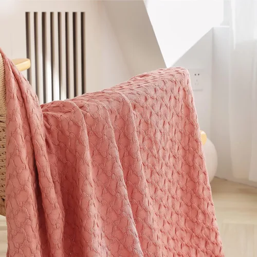 Miniatura 8 de Simple&Opulence Manta 100% algodón para sofá, cama, manta de punto gofre con borlas, suave, ligera, prelavada, transpirable, cómoda, decoración