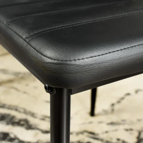 Miniatura 8 de Juego de 4 sillas de comedor de piel sintética, sillas tapizadas con respaldo alto sin brazos con marco de metal, asiento acolchado ergonómico