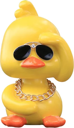 Miniatura 9 de wonuu Lindos adornos de pato amarillo para coche, decoraciones de tablero de instrumentos de coche, muñeca de cabeza sacudida De pie amarillo