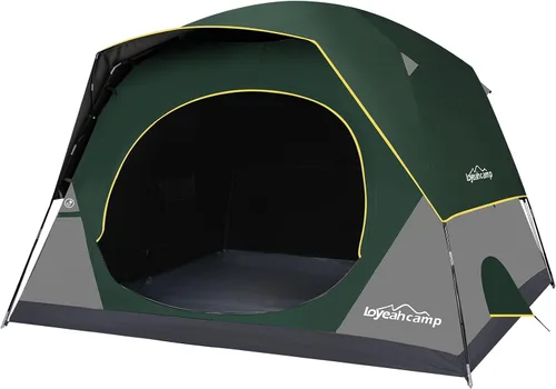Miniatura 11 de LOYEAHCAMP Tienda de Campaña Blackout para 4 Personas, Montaje Fácil Tienda Domo Familiar Impermeable para Acampar con Sobretecho, Tienda Familiar