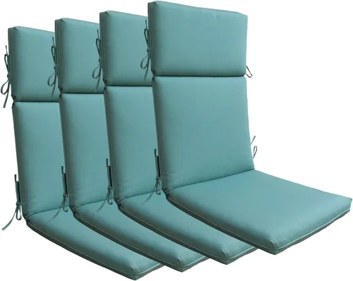 Cojines de repuesto para silla mecedora de respaldo alto para interiores y exteriores, resistentes a la decoloración, juego de 4 unidades, color