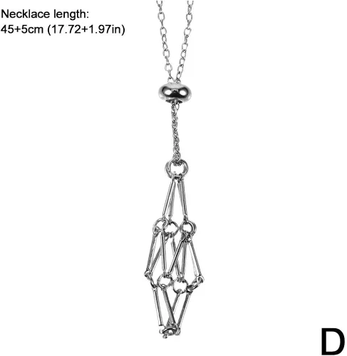 Miniatura 4 de Collar con soporte de piedra de cristal, Collar de jaula de cristal ajustable, Collar de red de metal ajustable, Collar colgante de malla de cadena