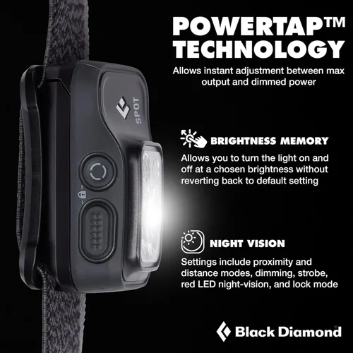 Miniatura 3 de BLACK DIAMOND Spot 350 - Linterna frontal 350 lúmenes de brillo, regulable Impermeable y duradera Funciona con 3 pilas AAA (incluidas)