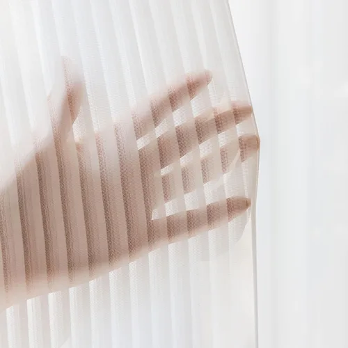 Miniatura 3 de Juego de 2 paneles de cortinas semitransparentes de 54 pulgadas de largo, cortinas plisadas a rayas para ventana, dormitorio, sala de estar, 2 Rayas