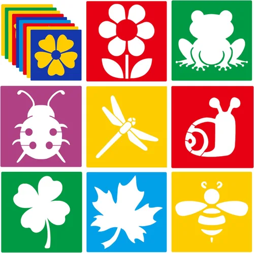 Miniatura 12 de Plantillas de 24 piezas, plantillas de dibujo grandes, plantilla de tiza, 8 pulgadas, juego de plantillas de forma lavable para manualidades, dibujo