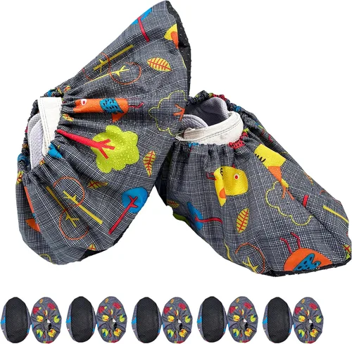 5 pares de fundas para zapatos para niños, reutilizables, antideslizantes, lavables, a prueba de polvo, duraderas, cubiertas para botas impermeables
