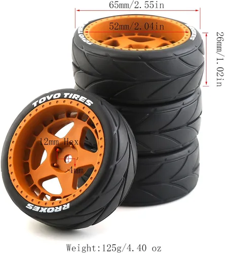 Miniatura 2 de Lifehead - Llantas de goma y ruedas de 2.559 in en carretera, cubo hexagonal de 0.472 in para HPI Ken Block Tamiya XV01 TT01 TT02B Kyosho FAZER MK2
