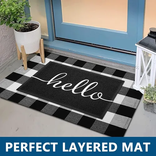 Miniatura 3 de EARTHALL Paquete de 2 tapetes para puerta de 30 x 17.5 pulgadas, duradero, antideslizante, ultra absorbente de barro, fácil de limpiar, para garaje
