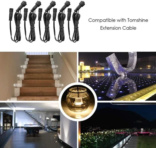 Miniatura 3 de Tomshine Kit de luces LED empotrables para terraza, paquete de 16 luces de paso de 1.260 in de diámetro para exteriores, impermeables, luces
