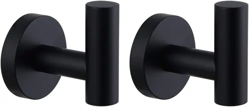 Ganchos para toallas de baño negro mate SUS 304 de acero inoxidable gancho redondo para ropa montado en la pared para toalla abrigo, bata gancho
