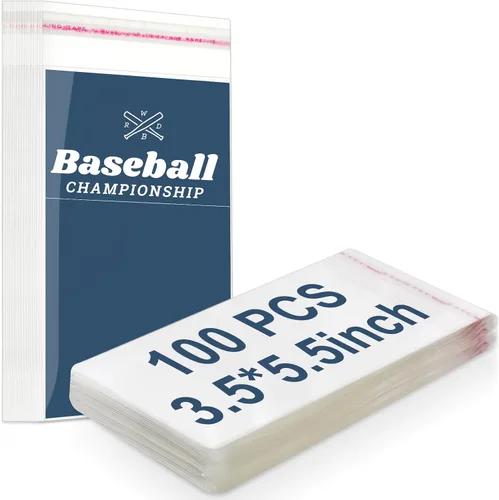 Lewtemi 100 fundas graduadas para tarjetas, bolsas resellables de equipo para tarjetas de intercambio, béisbol, deportes, losas, protección de losas