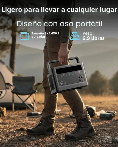 Miniatura 4 de Estación de energía portátil de 350 W, 230.4 Wh, batería LiFePO4 de 110 V, salida de CA de onda sinusoidal pura con carga rápida PD, generador solar