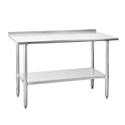 Miniatura 65 de Mesa de acero inoxidable para preparación y trabajo, con ruedas giratorias, mesa resistente, comercial NSF, con estante inferior y protector