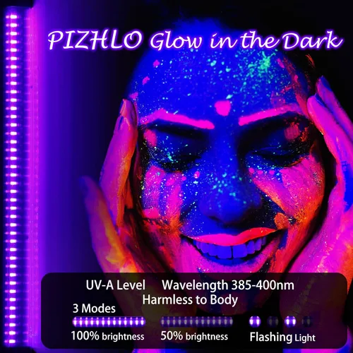 Miniatura 5 de Tiras de luz negra de 50 pies y control remoto + 3 barras de luz negra, tira de luz negra USB de 12 W y 1 pie para fiesta brillante