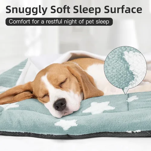 Miniatura 2 de Mora Pets Almohadilla para jaula para perros, alfombra para jaula de perrera para perros pequeños, lavable, bonita cama de estrella para mascotas