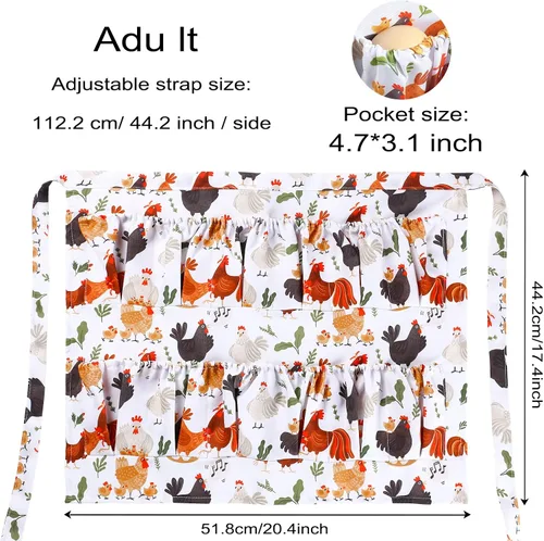 Miniatura 3 de Delantal para Recolectar y Recoger Huevos con 12 Bolsillos - Delantal para Huevos de Pollo para Mujeres/Hombres, Colección de Huevos Frescos