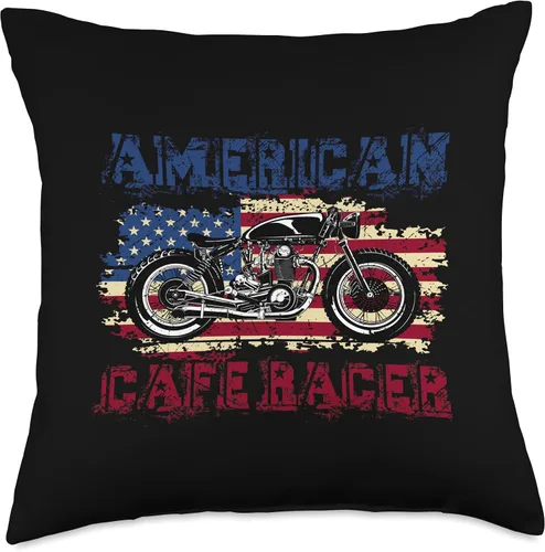 Miniatura 4 de American Cafe Racer Motorcycle Apparel and Merch American Cafe Racer Biker Men Women Adult Teens Boys Girls Throw Pillow, 16x16, Multicolor