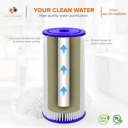 Miniatura 5 de Aquaboon, cartucho de filtro de agua para sedimentos plegados de 5 micrones, 10 x 4.5 - Reemplazo de filtro de agua para toda la casa - Filtros
