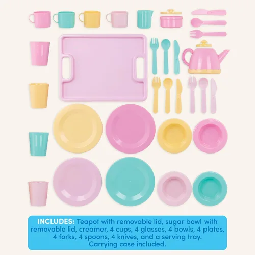 Miniatura 6 de Battat – Play Circle – Juego de Vajilla – Platos, Tazas y Juguetes de Fiesta de Té – Juguetes de Cocina para Niños Pequeños – Juego de Simulación