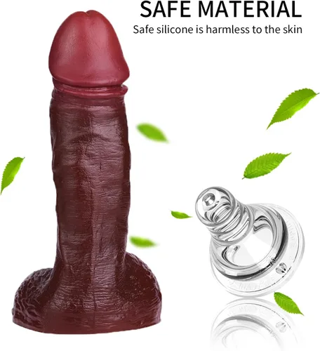 Miniatura 2 de Consolador realista de silicona suave de 7.2 pulgadas con ventosa fuerte, consolador anal de punto G marrón oscuro realista de gran