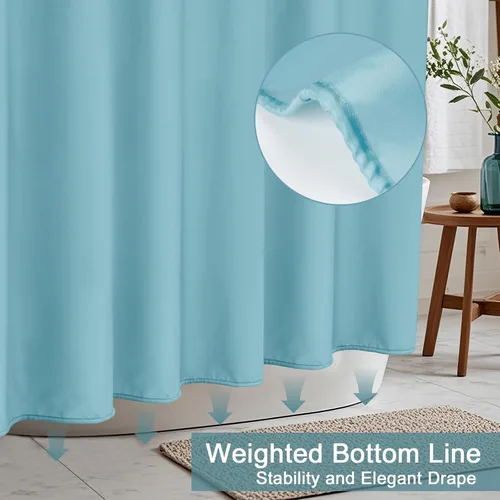 Miniatura 3 de AooHome Cortina de Ducha para Estante de Tamaño 36x72 Pulgadas, Cortina de Baño de Tela Sólida Azul Duradera con Ganchos, Borde Pesado, Impermeable
