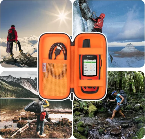 Miniatura 8 de BOVKE Funda de transporte para Garmin GPSMAP 64sx/66i/67/67i/66sr/66s/65s/78sc, Garmin inReach Explorer+ Senderismo GPS portátil y comunicador Negro