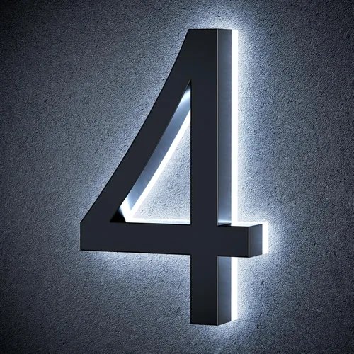 Miniatura 24 de Números de casa retroiluminados de 5 pulgadas para exteriores, acero inoxidable, número de dirección de casa iluminado con LED, letreros