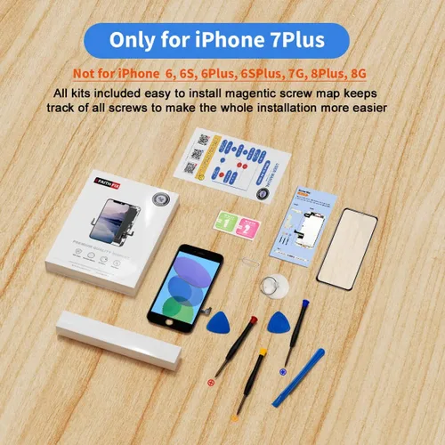 Miniatura 8 de EFAITHFIX para iPhone 7 Plus reemplazo de pantalla LCD negra de 5.5 pulgadas, conjunto de marco de visualización LCD, pantalla táctil 3D