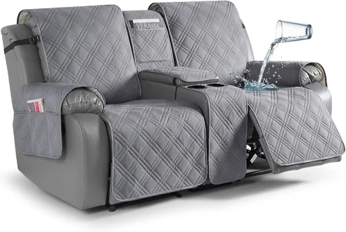Miniatura 31 de TAOCOCO Fundas de sofá reclinable 100% impermeables con consola, fundas de sofá para sofá reclinable de 3 asientos con diseño de correas, funda