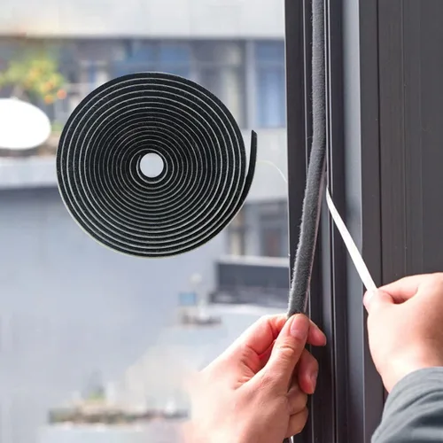 Miniatura 13 de Bruiefpap Burlete impermeable de 16.5 pies para puertas y ventanas, sello de puerta autoinsonorizante, aislamiento de puerta para correderas, Gris