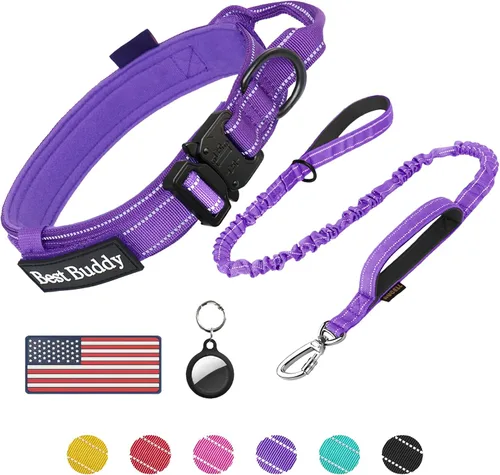 Miniatura 10 de AUBELL Collar táctico reflectante para perro, collares militares ajustables de servicio pesado K9 con asa y hebilla de metal de liberación rápida