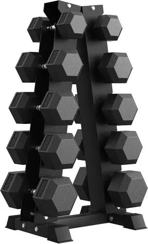 Miniatura 20 de PAPABABE Juego de mancuernas hexagonales con estante, 85-560 libras con revestimiento de goma, juego de mancuernas libres con estante