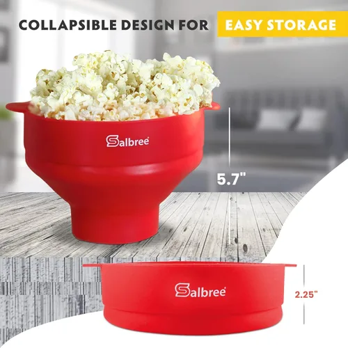 Miniatura 4 de La máquina original Salbree para palomitas de maíz plegable de silicona para microondas, cuenco microondas con capacidad para 16 tazas, utiliza aire