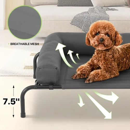Miniatura 8 de Magshion Cooling Elevated Dog Bed, Portable Raised Outdoor Indoor Dog Cots Chew Proof Pet Hammock with Breathable Mesh & Removable Bolster for Large