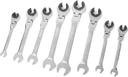Miniatura 8 de Anbull Juego de llaves de trinquete con cabezal flexible abierto, 12 llaves combinadas métricas (0.315-0.748 in) con 72 dientes, juego de llaves