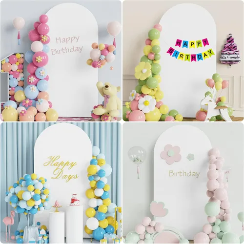 Miniatura 5 de Wokceer Cubierta de Fondo de Arco de Boda de 6.6 Pies de Spandex Ajustada Blanca Cubiertas de Arco de Parte Superior Redonda Chiara Arcos Cubierta
