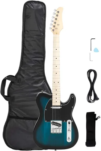 Miniatura 12 de Guitarra eléctrica de 39 pulgadas, diapasón de arce para guitarra eléctrica SS Pickup Case y paquete de accesorios para principiantes paquete
